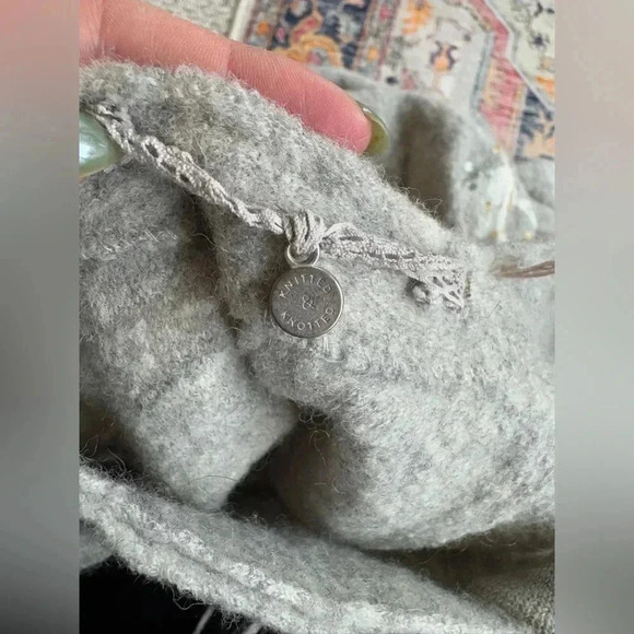 NWOT Anthropologie Knitted And Knotted Gray Gold Floral Wool Peplum Dress Large - Picture 7 of 8